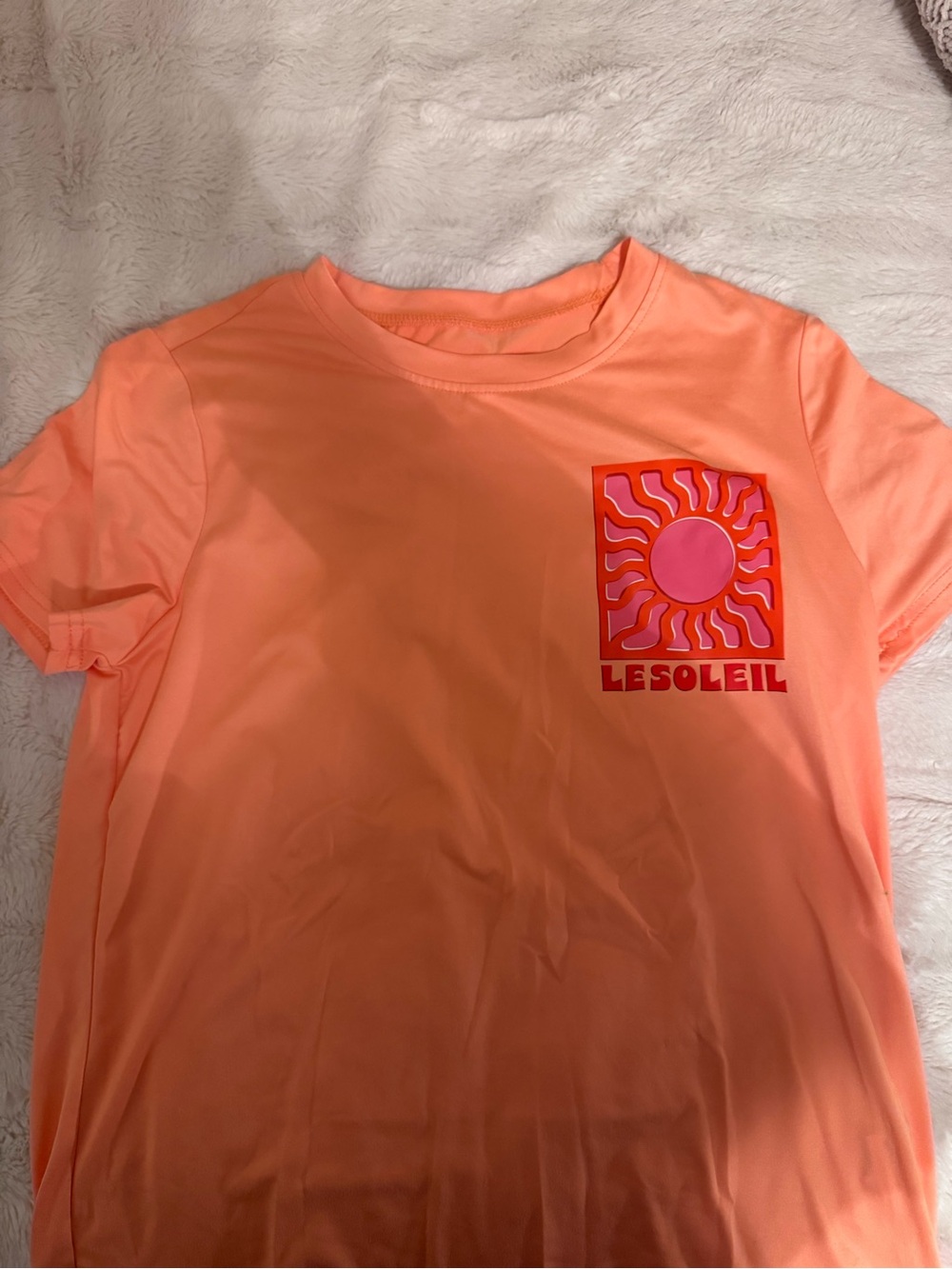 SHEIN Coral Orange Graphic Short Sleeve Tee